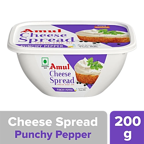 Amul Punchy Pepper Cheese Spread, 200 g Tub
