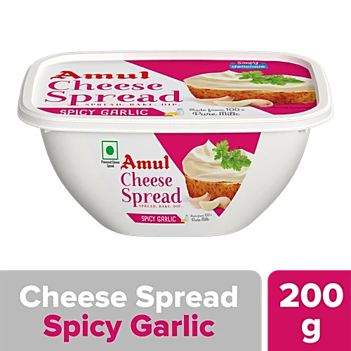 Amul Spicy Garlic Cheese Spread, 200 g Tub