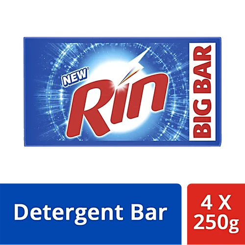 Rin Detergent Bar, 1 kg (Pack of 4)